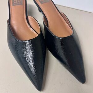 DV by Dolce Vita Black Patent Pointed-Toe Mule Heels